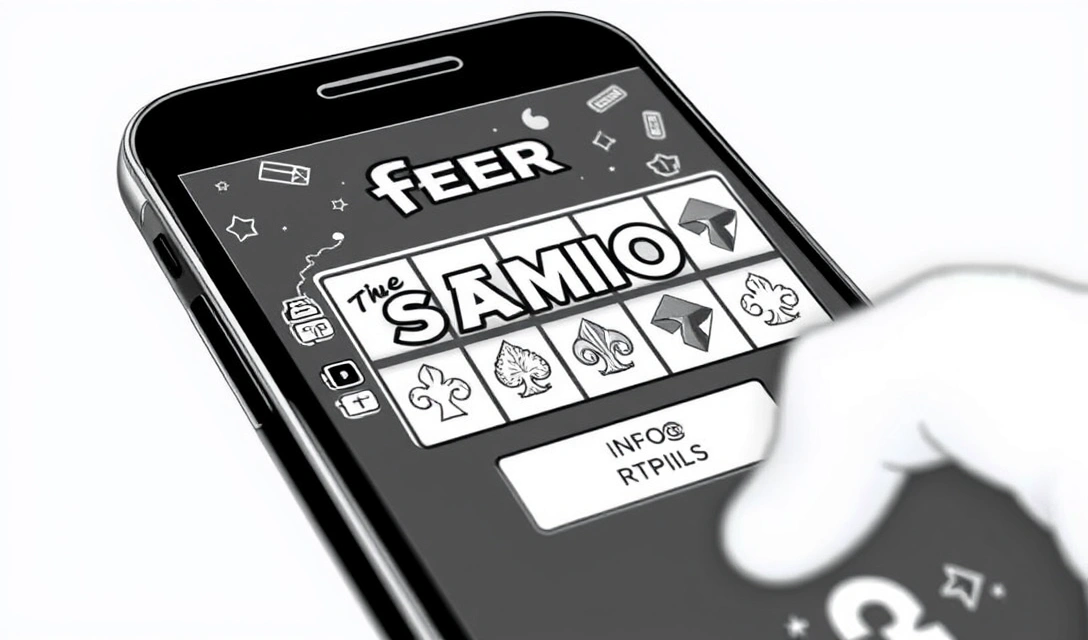 Smartphone screen showing a free demo casino game with play button and information icon visible.
